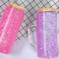 20oz Snowglobe Custom UV DTF Wrapped Tumbler with Handle K's Krafty Barn