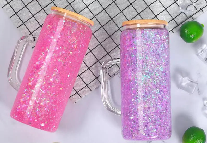 20oz Snowglobe Custom UV DTF Wrapped Tumbler with Handle K's Krafty Barn