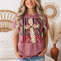 Jesus Christmas Cross & Bow Graphic Tee