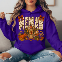Memaw Thanksgiving Turkey & Rust Bows Graphic Hoodie