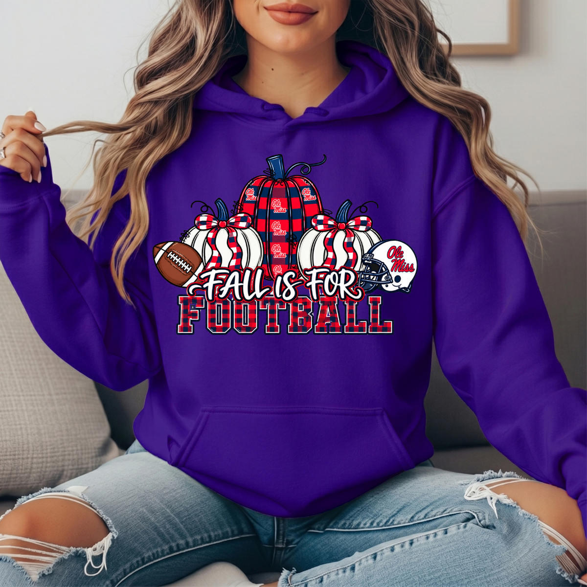 Ole Miss Fall Is for Football Pumpkin Graphic Hoodie