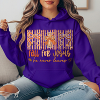 Fall for Jesus He Never Leaves Bow Cross Graphic Hoodie