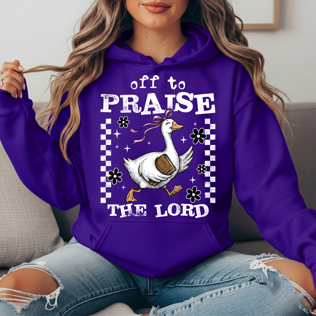 Off to Praise the Lord Goose Graphic Hoodie