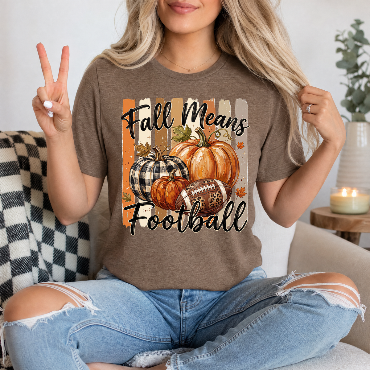 Fall Means Football Pumpkin Graphic Tee
