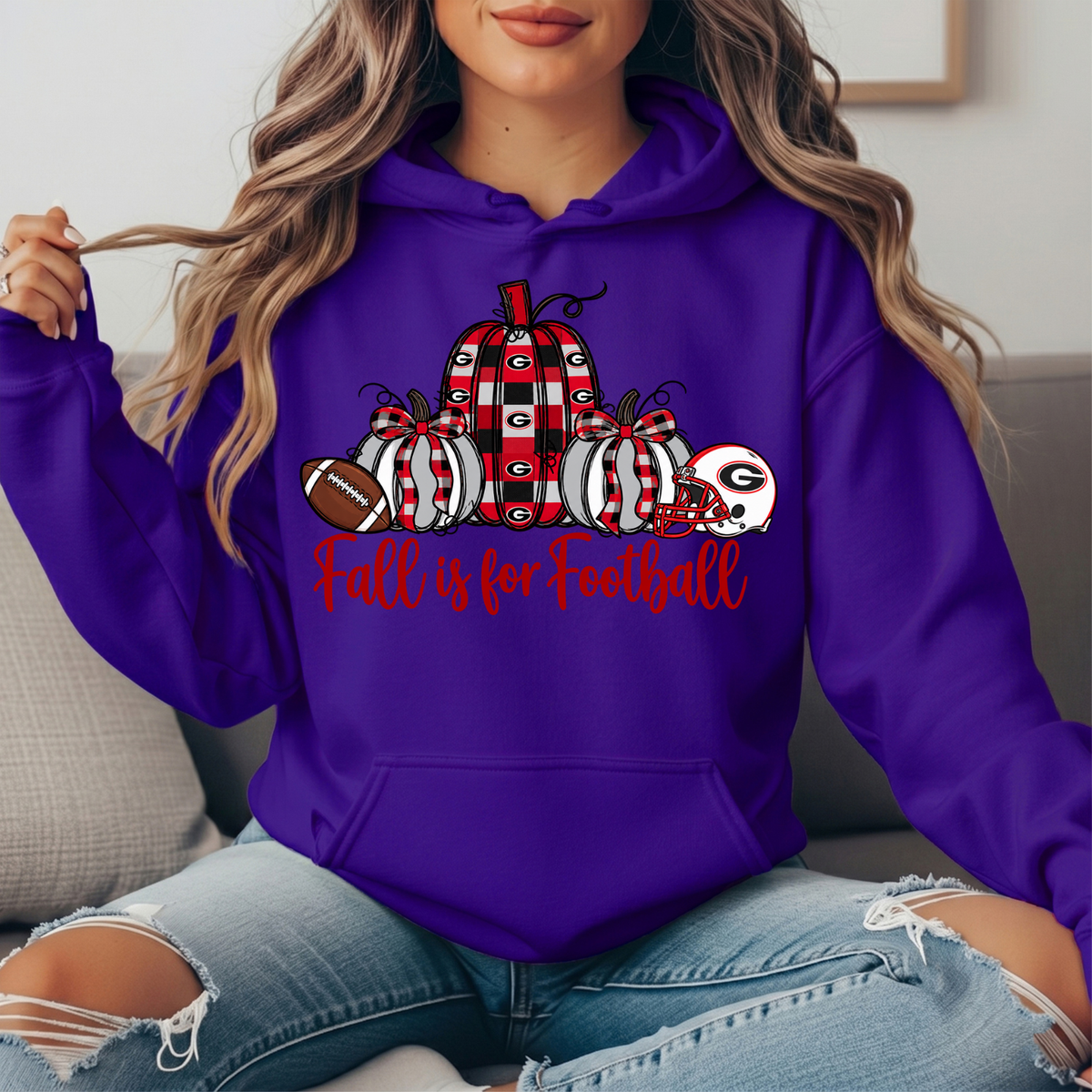 Georgia Bulldogs Fall Is for Football Pumpkin Graphic Hoodie