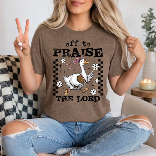 Off To Praise The Lord Christian Graphic Tee