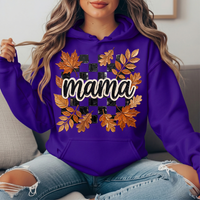 Mama Fall Leaves Checkerboard Graphic Hoodie