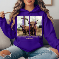Follow the Word Not the Herd Highland Cow Graphic Hoodie