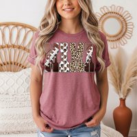 Mama Football & Leopard Mixed Print Graphic Tee
