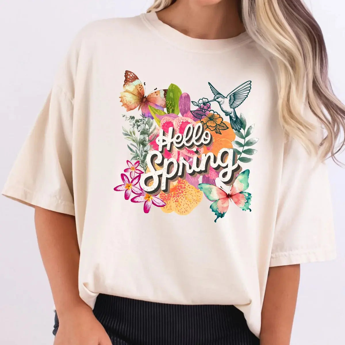 Hello Spring Shirt | Floral Spring Graphic Tee K's Krafty Barn