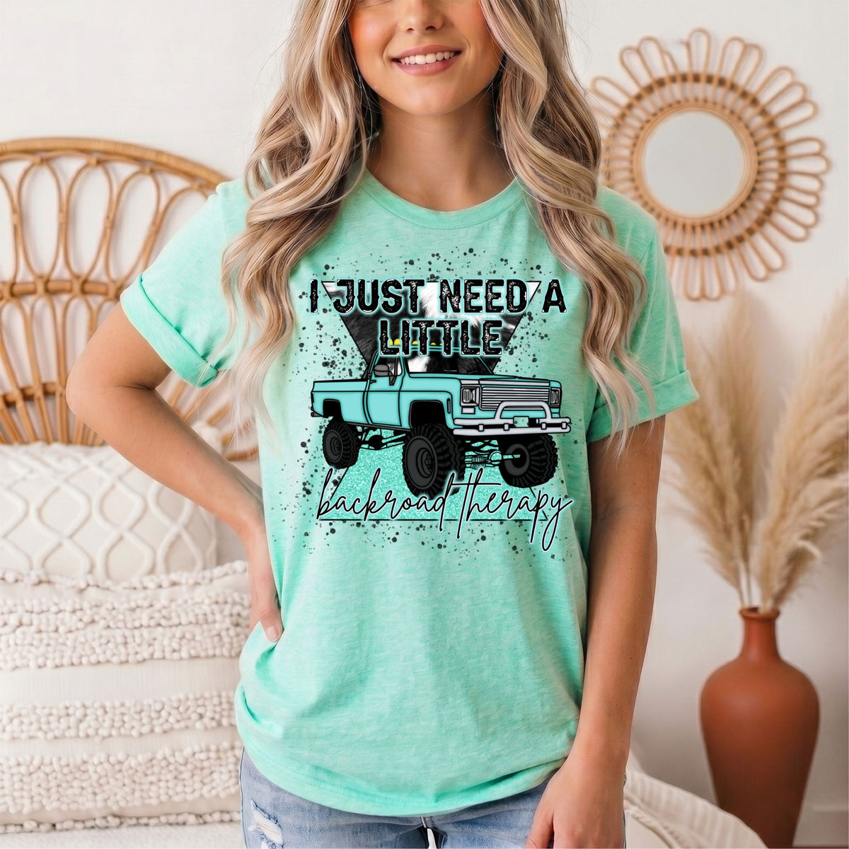 Backroad Therapy Turquoise Truck Graphic Tee