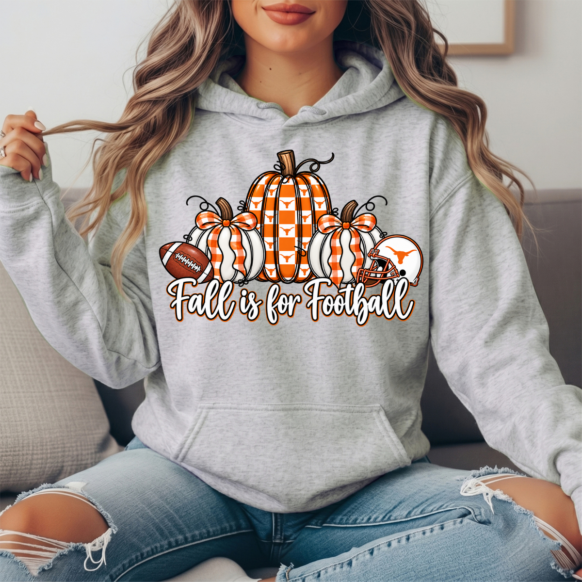 Texas Longhorns Fall Is for Football Pumpkin Graphic Hoodie