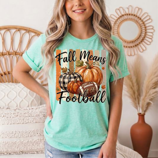 Fall Means Football Pumpkin Graphic Tee