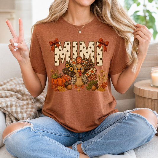 Mimi Thanksgiving Turkey & Bow Graphic Tee