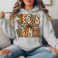 Jesus Loves This Hot Mess Leopard Bow Graphic Hoodie