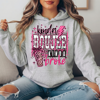 Kinda Boujee Kinda Broke Pink Leopard Graphic Hoodie