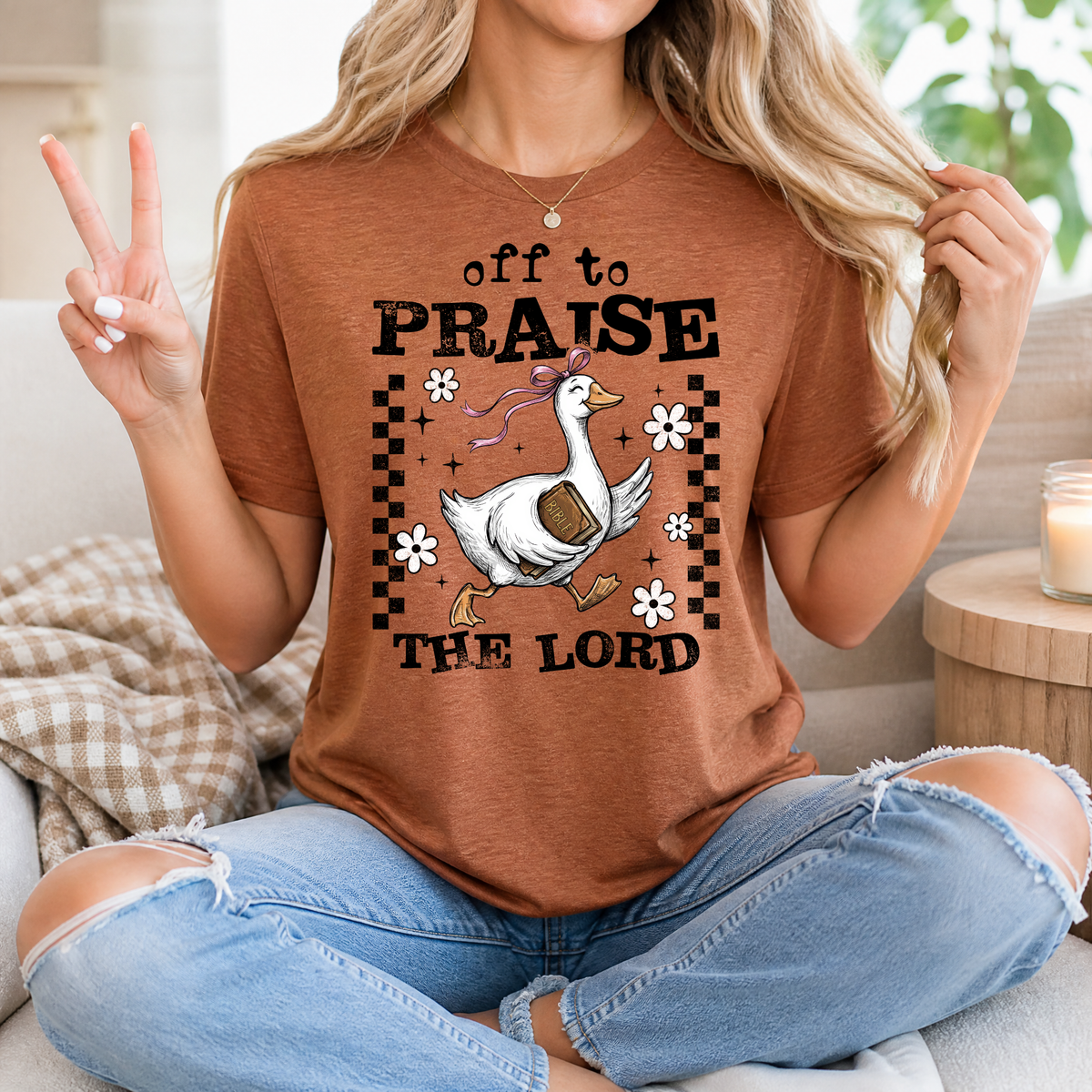 Off To Praise The Lord Christian Graphic Tee