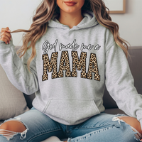 God Made Me a Mama Leopard Print Graphic Hoodie