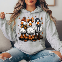 Fall Ducks in Boots & Orange Bow Graphic Hoodie