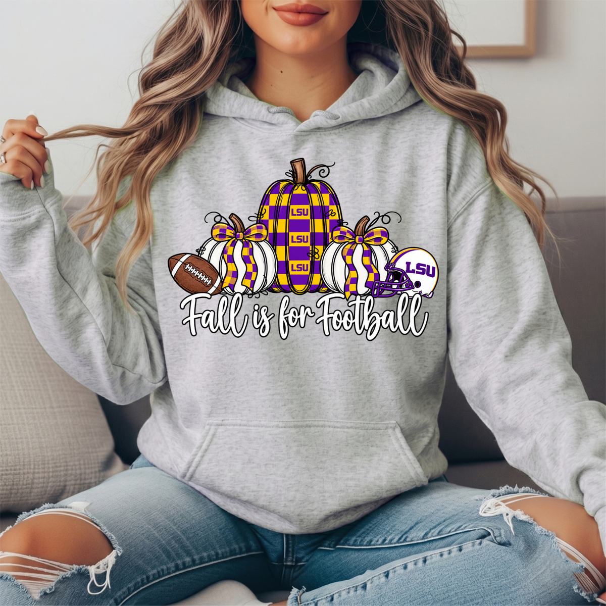 LSU Fall Is for Football Pumpkin Graphic Hoodie