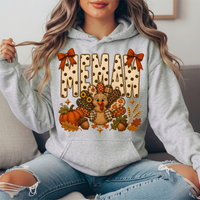 Memaw Thanksgiving Turkey & Rust Bows Graphic Hoodie