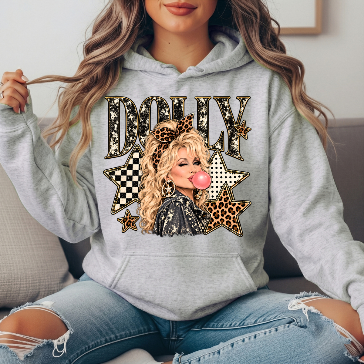 Dolly Bubblegum & Leopard Stars Graphic Hoodie