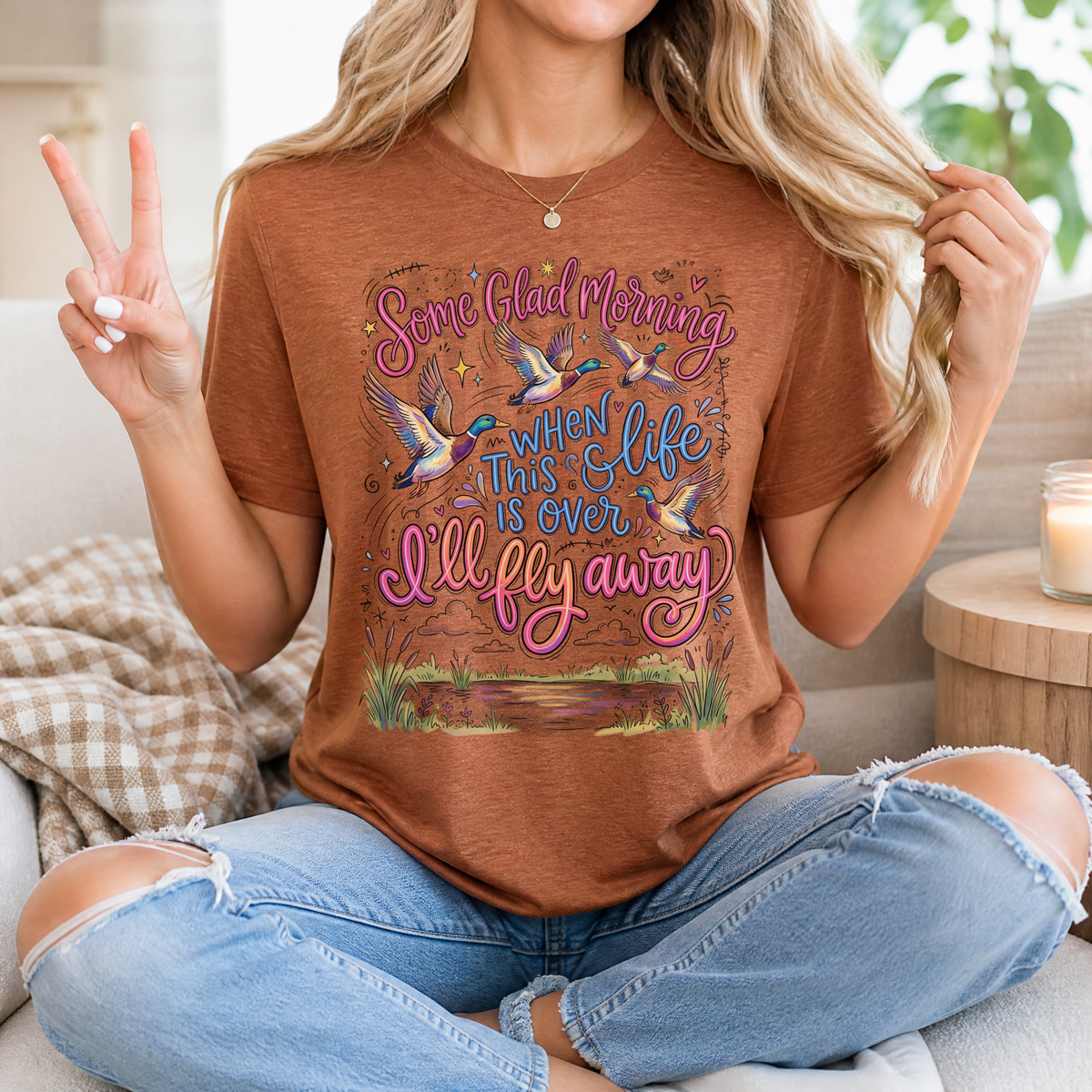 I'll Fly Away Flying Ducks Christian Graphic Tee
