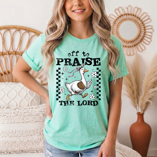 Off To Praise The Lord Christian Graphic Tee