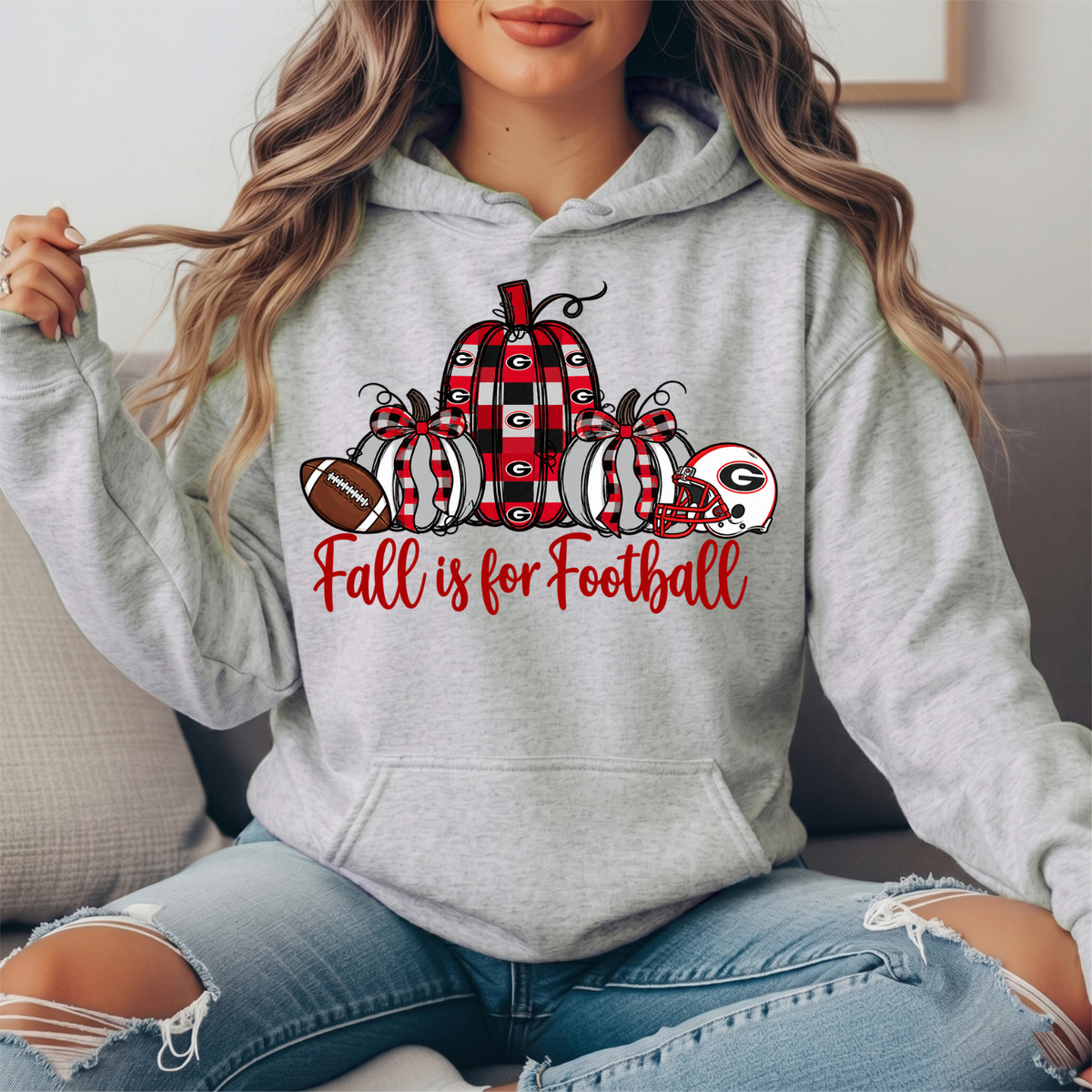 Georgia Bulldogs Fall Is for Football Pumpkin Graphic Hoodie