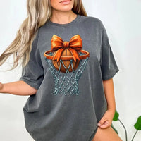 Basketball Bow Shirt | Basketball Game Day Graphic Tee K's Krafty Barn