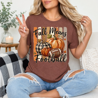 Fall Means Football Pumpkin Graphic Tee