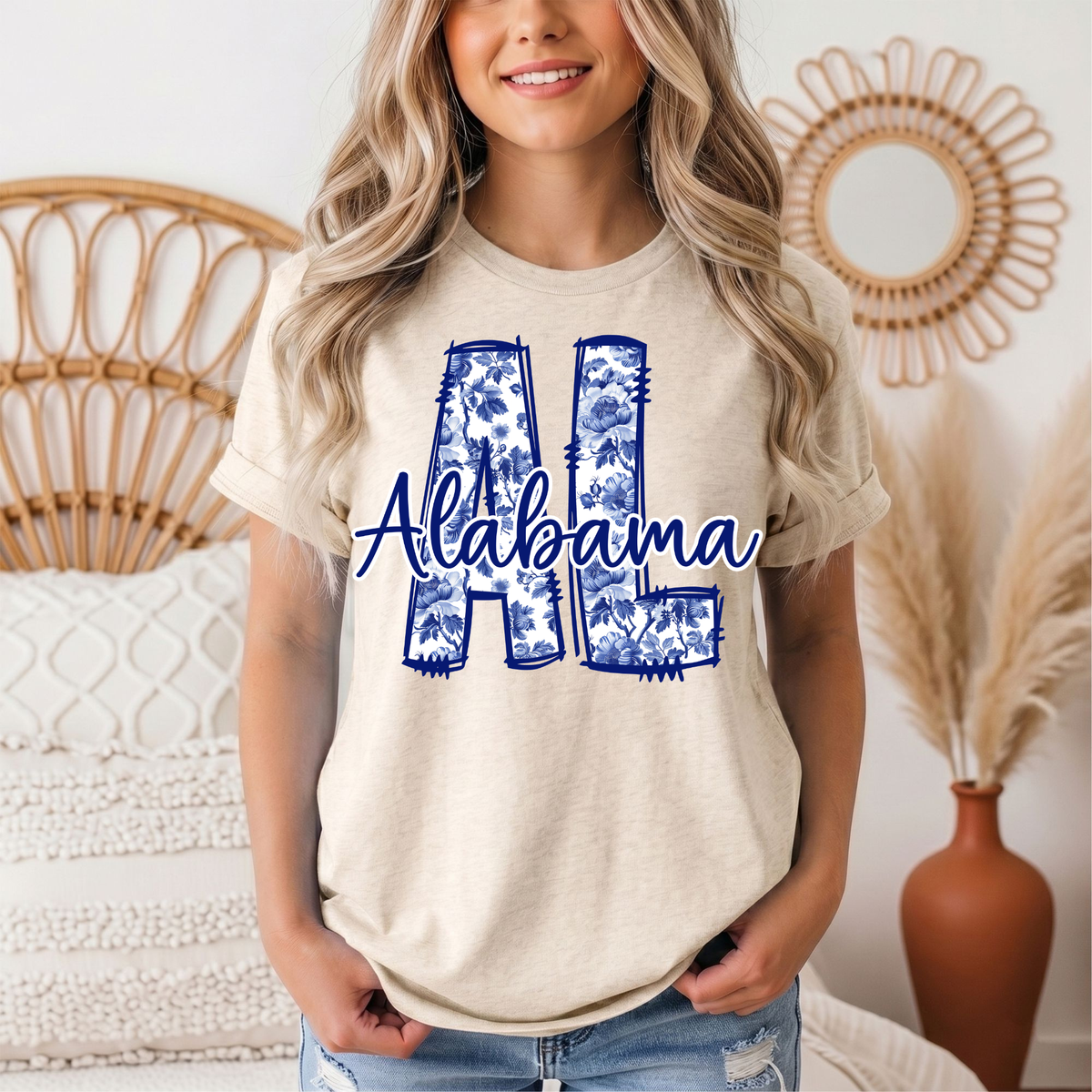 Alabama Blue Floral AL Graphic Tee