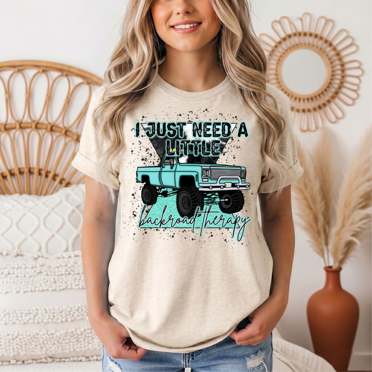 Backroad Therapy Turquoise Truck Graphic Tee