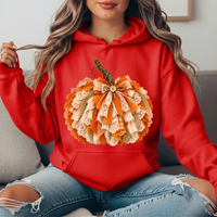 Rustic Lace & Burlap Pumpkin Graphic Hoodie
