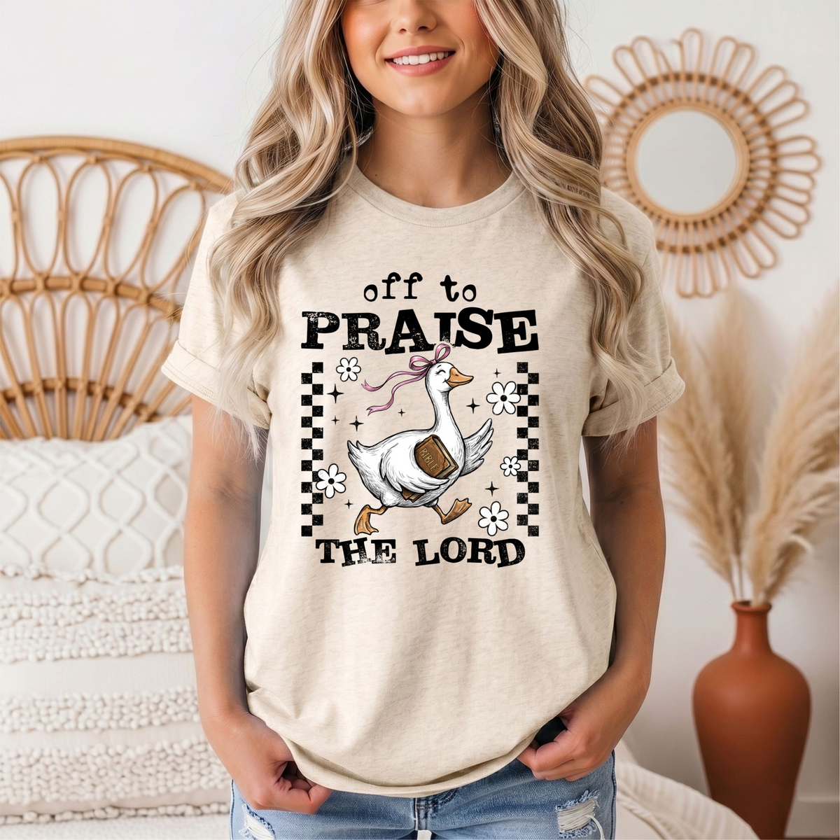 Off To Praise The Lord Christian Graphic Tee