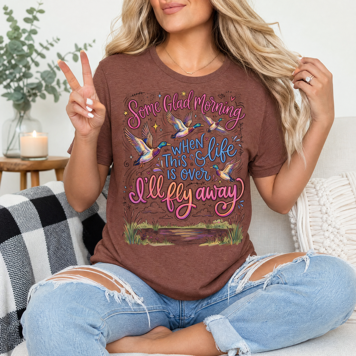 I'll Fly Away Flying Ducks Christian Graphic Tee