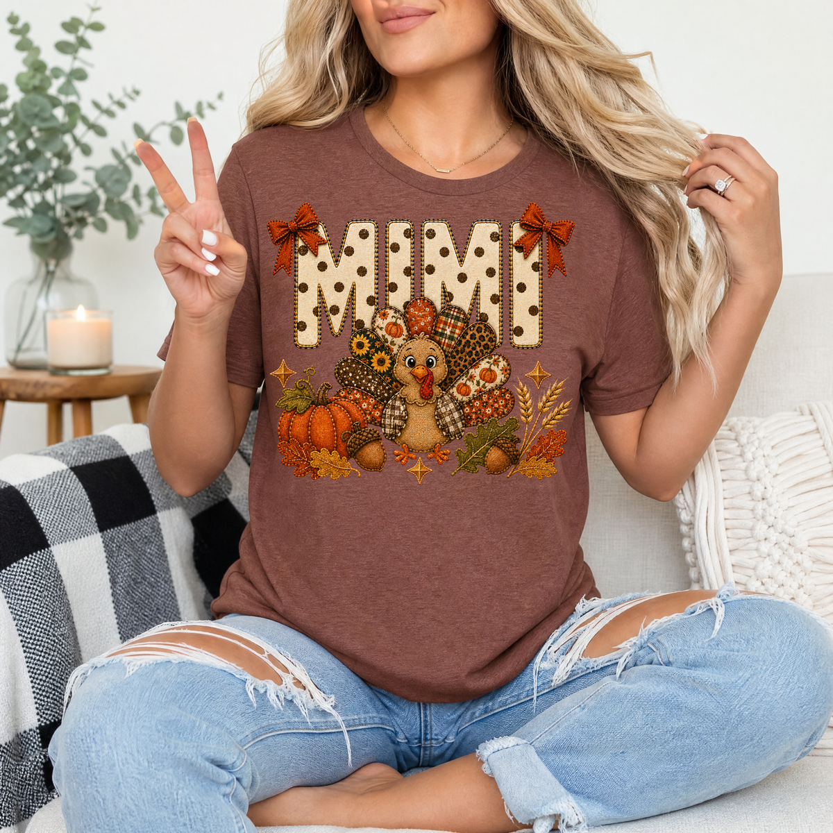 Mimi Thanksgiving Turkey & Bow Graphic Tee