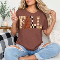 Fall Floral, Checkerboard & Pumpkin Graphic Tee