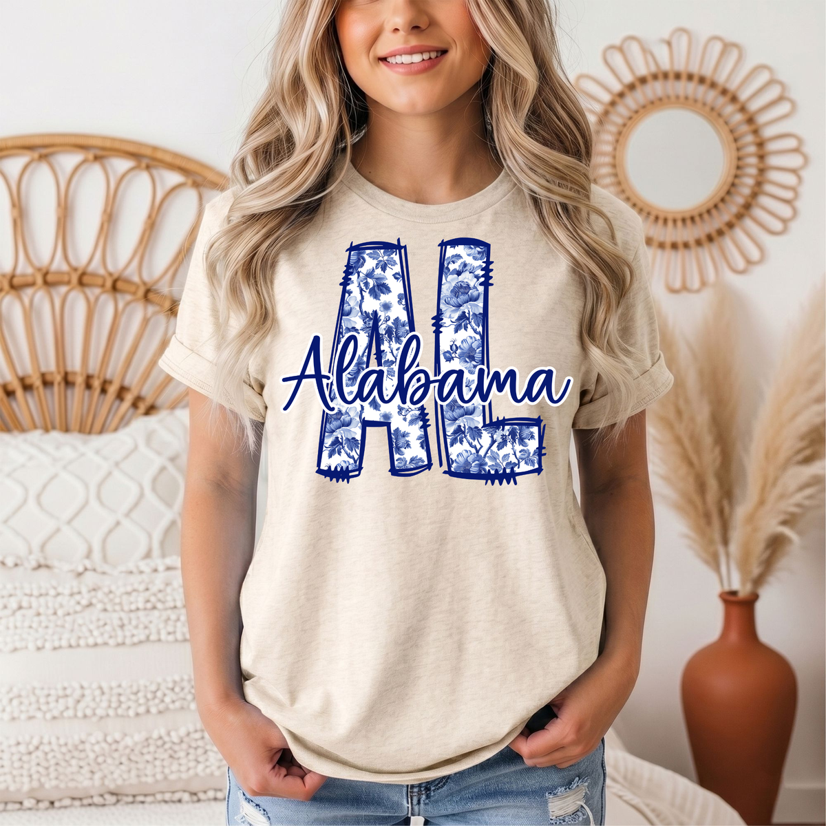 Alabama Blue Floral AL Graphic Tee