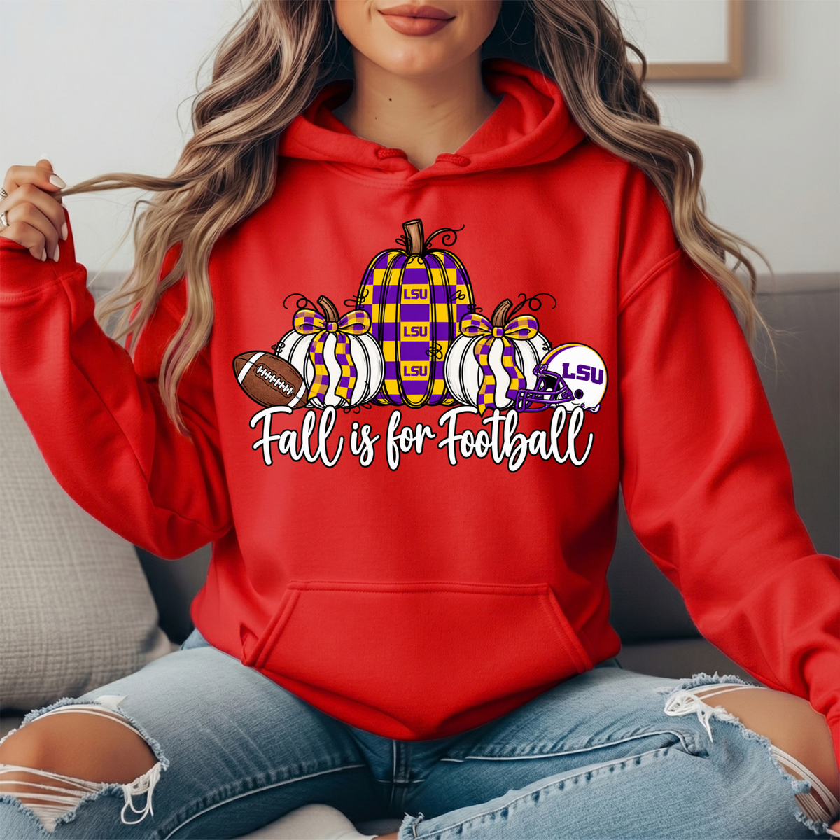LSU Fall Is for Football Pumpkin Graphic Hoodie