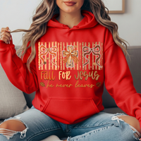 Fall for Jesus He Never Leaves Bow Cross Graphic Hoodie