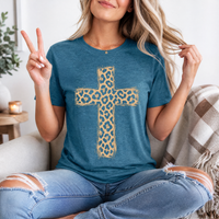 Leopard Print Cross Christian Graphic Tee