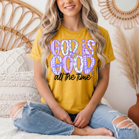 God Is Good All the Time Purple Bow Graphic Tee