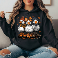 Fall Ducks in Boots & Orange Bow Graphic Hoodie