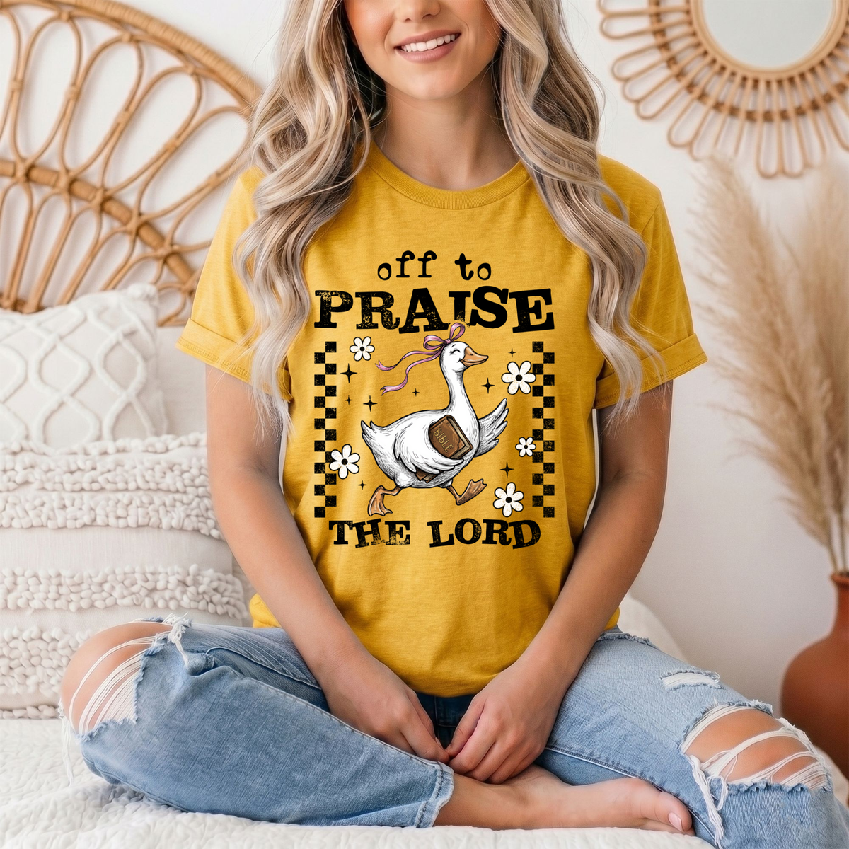 Off To Praise The Lord Christian Graphic Tee
