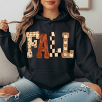 Fall Floral Checkerboard Pumpkin Lettering Graphic Hoodie