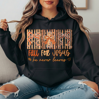 Fall for Jesus He Never Leaves Bow Cross Graphic Hoodie