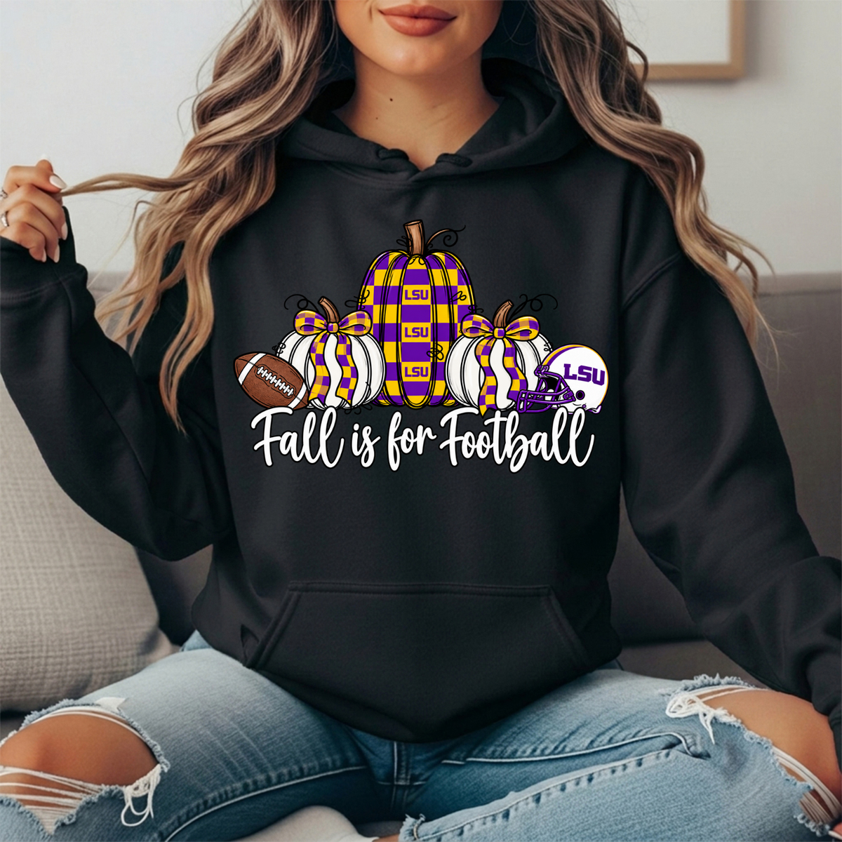 LSU Fall Is for Football Pumpkin Graphic Hoodie
