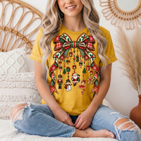 Christmas Plaid Bow & Holiday Charms Graphic Tee