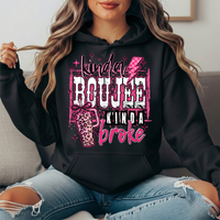 Kinda Boujee Kinda Broke Pink Leopard Graphic Hoodie